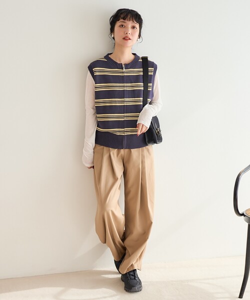 FREAK'S STORE(フリークスストア)の「バイオウォッシュ加工 ニットジップベスト(ベスト・レディース・ブラウン/グレー/ネイビー/ダークネイビー・フリ-)」の7枚目の写真