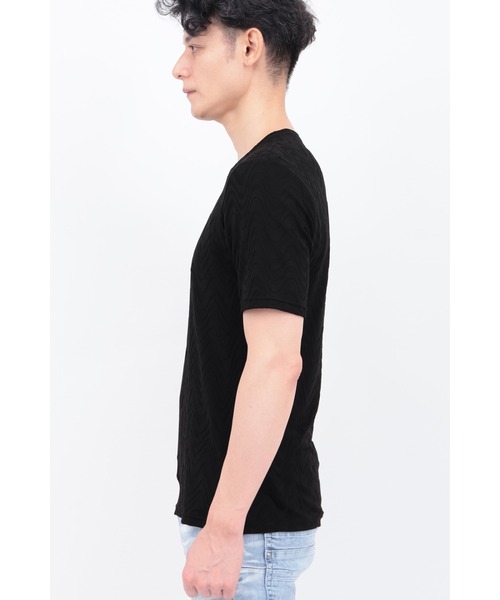 TORNADO MART(トルネードマート)の「TORNADO MART∴タイダルジャカードクルーネック半袖カットソー(Tシャツ/カットソー・メンズ・ブラック・M/L/LL/XXL)」の7枚目の写真
