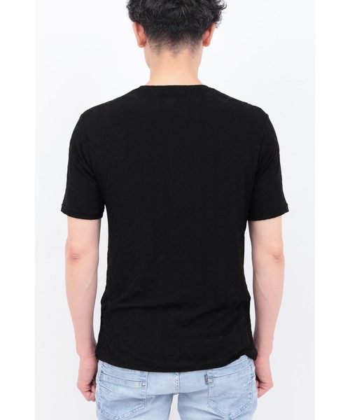 TORNADO MART(トルネードマート)の「TORNADO MART∴タイダルジャカードクルーネック半袖カットソー(Tシャツ/カットソー・メンズ・ブラック・M/L/LL/XXL)」の8枚目の写真