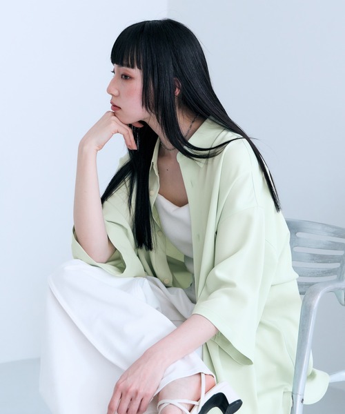 RAGEBLUE（レイジブルー）の「【LUXURY+EASY】＜接触冷感＞OVER SIZE DRAPE SHIRTS / ラグイージー オーバーサイズドレープシャツ（シャツ/ブラウス・メンズ・ホワイト/ブラック/ブルー/グレー/ピンク/ダークグレー/ライトグリーン/ライトブルー・SMALL/MEDIUM/LARGE）」の5枚目の写真