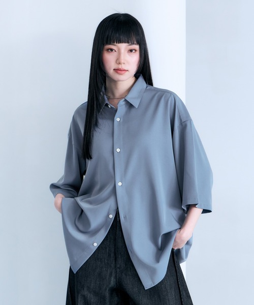 RAGEBLUE（レイジブルー）の「【LUXURY+EASY】＜接触冷感＞OVER SIZE DRAPE SHIRTS / ラグイージー オーバーサイズドレープシャツ（シャツ/ブラウス・メンズ・ホワイト/ブラック/ブルー/グレー/ピンク/ダークグレー/ライトグリーン/ライトブルー・SMALL/MEDIUM/LARGE）」の6枚目の写真
