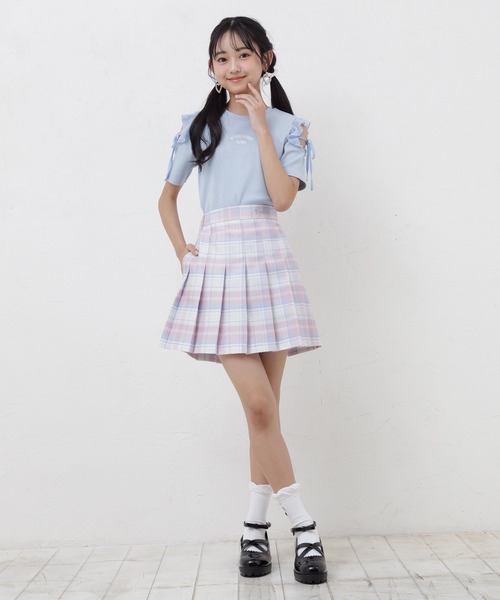 PINKHUNT（ピンクハント）の「PINKHUNT ピンクハント プリーツ スカート 0549K（スカート・キッズ・アッシュグレー/ブルー/ベビーピンク/ネイビー/パープル/グリーン・120cm/140cm/150cm/160cm/130cm）」の9枚目の写真