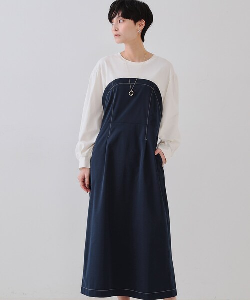 セール】ビスチェドッキングワンピース【洗濯機洗い可】（ワンピース