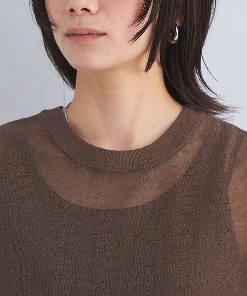 KOKAGE 襟付き リブ ショートスリーブ ニット -マシン