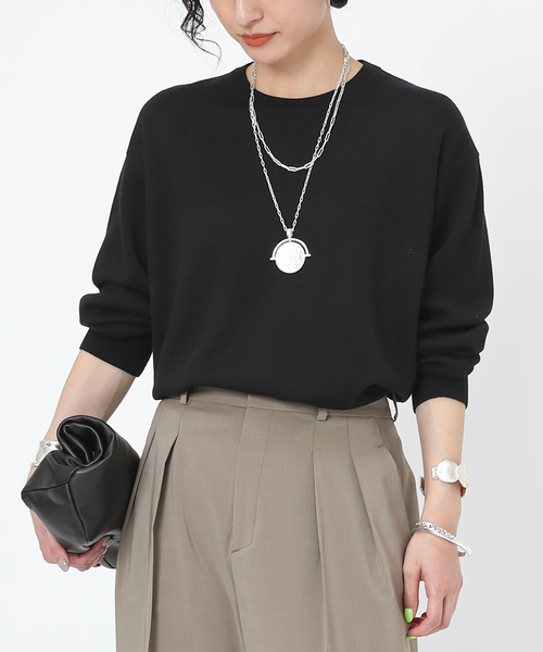 AP STUDIO（エーピーストゥディオ）の「カルテットクルーネックニット（ニット/セーター・レディース・ブラック/ホワイト・FREE）」の2枚目の写真