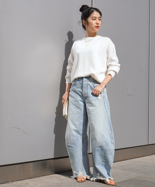 AP STUDIO（エーピーストゥディオ）の「カルテットクルーネックニット（ニット/セーター・レディース・ブラック/ホワイト・FREE）」の5枚目の写真