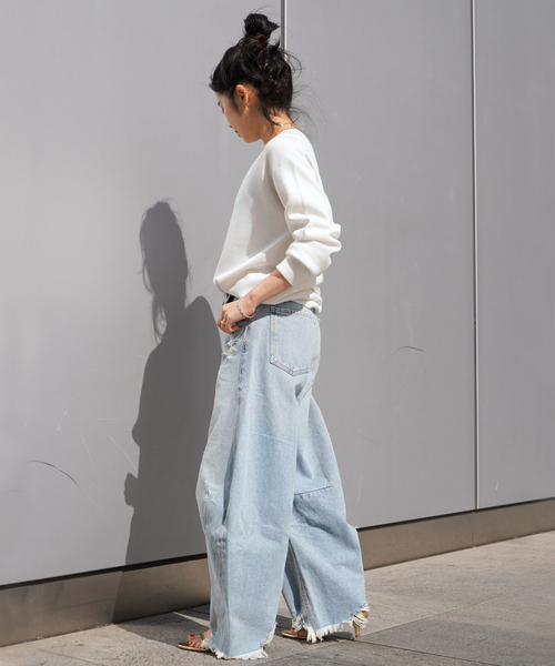 AP STUDIO（エーピーストゥディオ）の「カルテットクルーネックニット（ニット/セーター・レディース・ブラック/ホワイト・FREE）」の6枚目の写真