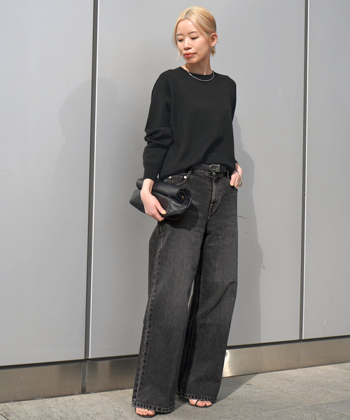 AP STUDIO（エーピーストゥディオ）の「カルテットクルーネックニット（ニット/セーター・レディース・ブラック/ホワイト・FREE）」の21枚目の写真