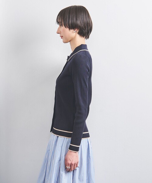 ユナイテッドアローズ　UNITEDARROWS ネイビー　ブルー　カーディガン リブ ポロニット カーディガン（カーディガン/ボレロ）｜UNITED