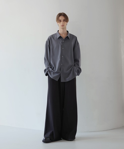 エバークリース2タックセンタープレスワイドフレアスラックス