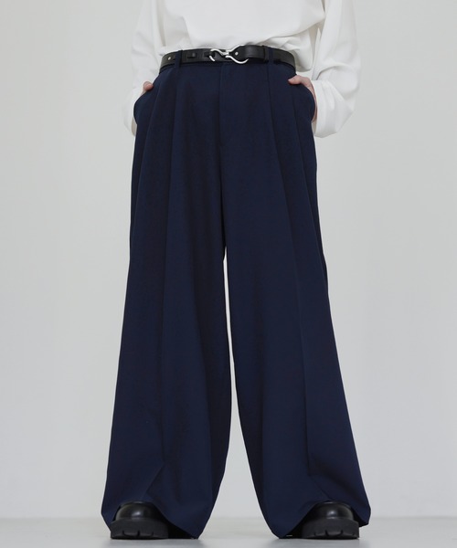 SOCCE（ソーシー）の「エバークリース2タックセンタープレスTRワイドフレアスラックス（スラックス・メンズ・チャコール/ストライプ/ブラック/オフホワイト/ネイビー・S/M/L/XL）」の21枚目の写真