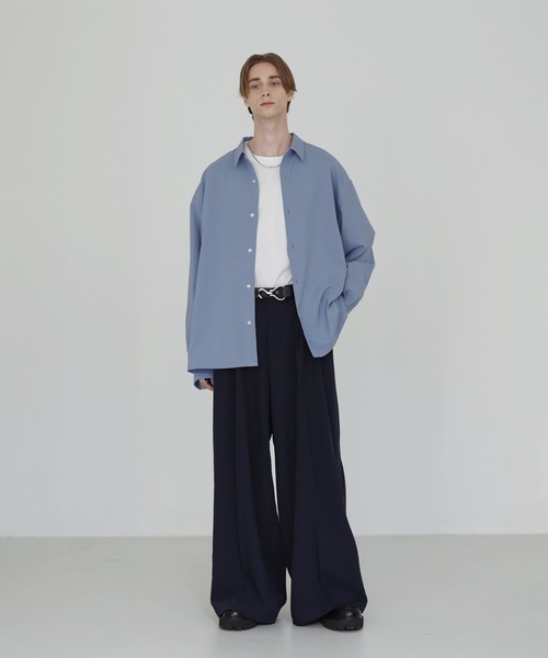 エバークリース2タックセンタープレスワイドフレアスラックス