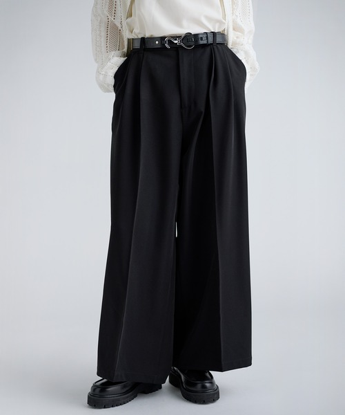 エバークリース2タックセンタープレスTRワイドフレアスラックス