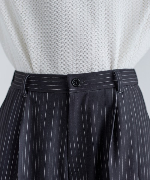 SOCCE（ソーシー）の「エバークリース2タックセンタープレスTRワイドフレアスラックス（スラックス・メンズ・チャコール/ストライプ/ブラック/オフホワイト/ネイビー・S/M/L/XL）」の14枚目の写真