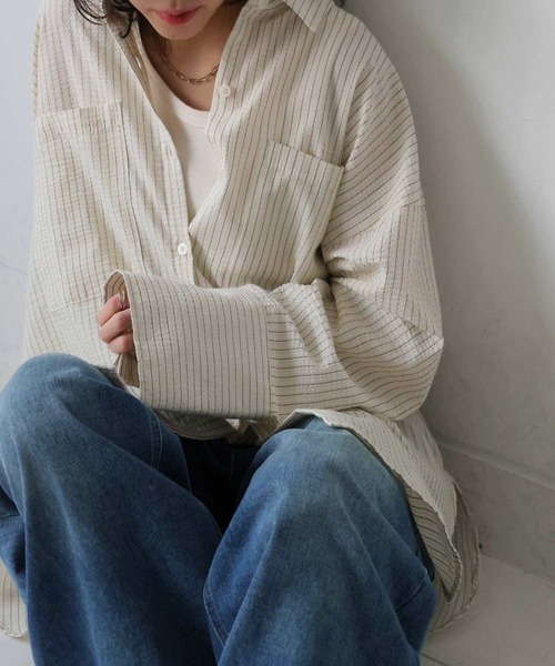 antiqua - アンティカ　ビッグシャツ　ブラウス　ストライプ 楽天市場】ビッグストライプシャツ シャツ レディース トップス
