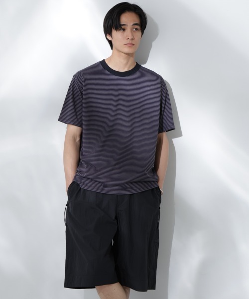 NANO universe（ナノユニバース）の「Anti Soaked(R)  汗染み防止 ボーダーミドルシルエットTシャツ（Tシャツ/カットソー・メンズ・ホワイト/ベージュ/ライトカーキ/チャコール・S/M/L）」の2枚目の写真