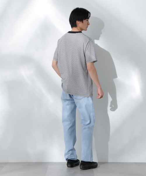 NANO universe（ナノユニバース）の「Anti Soaked(R)  汗染み防止 ボーダーミドルシルエットTシャツ（Tシャツ/カットソー・メンズ・ホワイト/ベージュ/ライトカーキ/チャコール・S/M/L）」の11枚目の写真