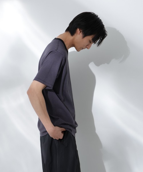 Anti Soaked(R)  汗染み防止 ボーダーミドルシルエットTシャツ Anti Soaked(R) 汗染み防止 ボーダーミドルシルエットTシャツ（T