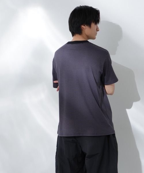 NANO universe（ナノユニバース）の「Anti Soaked(R)  汗染み防止 ボーダーミドルシルエットTシャツ（Tシャツ/カットソー・メンズ・ホワイト/ベージュ/ライトカーキ/チャコール・S/M/L）」の14枚目の写真