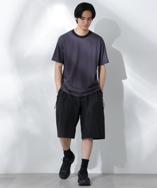 NANO universe（ナノユニバース）の「Anti Soaked(R)  汗染み防止 ボーダーミドルシルエットTシャツ（Tシャツ/カットソー・メンズ・ホワイト/ベージュ/ライトカーキ/チャコール・S/M/L）」の15枚目の写真