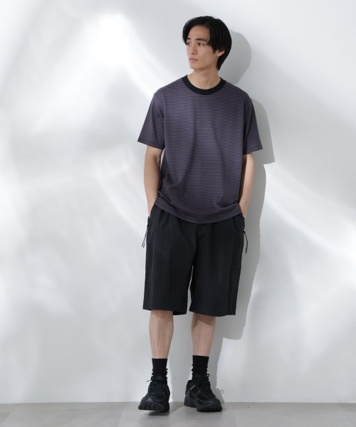 NANO universe（ナノユニバース）の「Anti Soaked(R)  汗染み防止 ボーダーミドルシルエットTシャツ（Tシャツ/カットソー・メンズ・ホワイト/ベージュ/ライトカーキ/チャコール・S/M/L）」の16枚目の写真