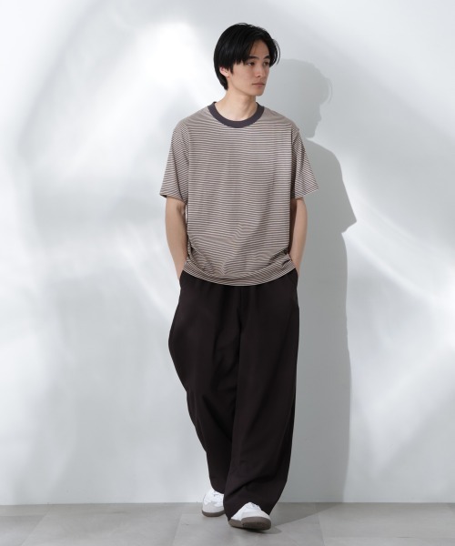 NANO universe（ナノユニバース）の「Anti Soaked(R)  汗染み防止 ボーダーミドルシルエットTシャツ（Tシャツ/カットソー・メンズ・ホワイト/ベージュ/ライトカーキ/チャコール・S/M/L）」の22枚目の写真