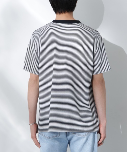 Anti Soaked(R)  汗染み防止 ボーダーミドルシルエットTシャツ Anti Soaked(R) 汗染み防止 ボーダーミドルシルエットTシャツ（T