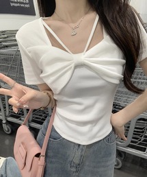 Lace Ladies（レースレディース）の「リボン ホルター デザイン 半袖 Tシャツ（Tシャツ/カットソー）」