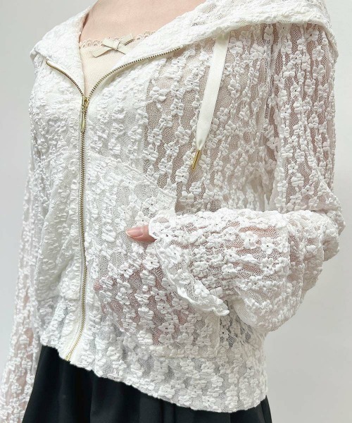 F i.n.t（フィント）の「ミニフラワーレースパーカー/fint　フィント（パーカー・レディース・アイボリー/オフホワイト・FREE）」の7枚目の写真