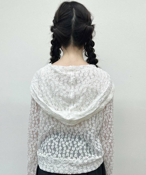 F i.n.t（フィント）の「ミニフラワーレースパーカー/fint　フィント（パーカー・レディース・アイボリー/オフホワイト・FREE）」の18枚目の写真