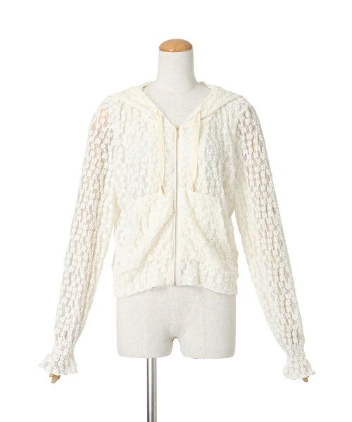 F i.n.t（フィント）の「ミニフラワーレースパーカー/fint　フィント（パーカー・レディース・アイボリー/オフホワイト・FREE）」の11枚目の写真