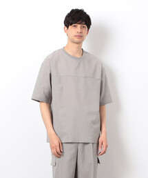 【セットアップ対応】リネンライク ポリエステル 布帛Ｔシャツ