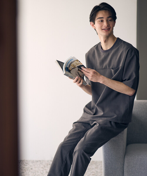 COMME CA ISM（コムサイズム）の「【セットアップ対応】リネンライク ポリエステル 布帛Ｔシャツ（Tシャツ/カットソー・メンズ・ベージュ/カーキ/ブラック・X-LARGE/LARGE/MEDIUM）」の4枚目の写真