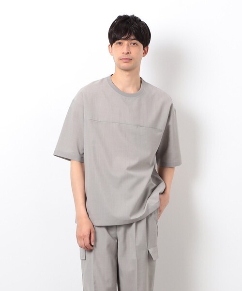 COMME CA ISM（コムサイズム）の「【セットアップ対応】リネンライク ポリエステル 布帛Ｔシャツ（Tシャツ/カットソー・メンズ・ベージュ/カーキ/ブラック・X-LARGE/LARGE/MEDIUM）」の11枚目の写真