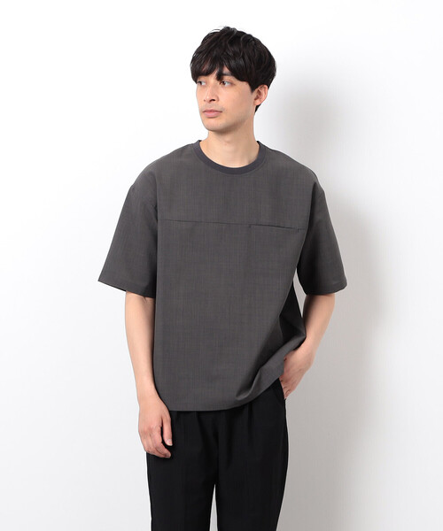 COMME CA ISM（コムサイズム）の「【セットアップ対応】リネンライク ポリエステル 布帛Ｔシャツ（Tシャツ/カットソー・メンズ・ベージュ/カーキ/ブラック・X-LARGE/LARGE/MEDIUM）」の14枚目の写真