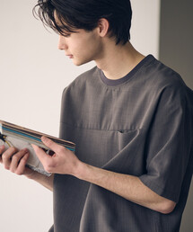 【セットアップ対応】リネンライク ポリエステル 布帛Ｔシャツ