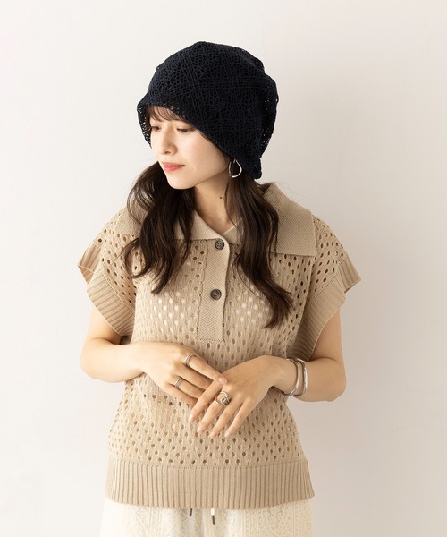 セール】【La Maison de Lyllis】レースビーニー HOOD 2251005（ニット