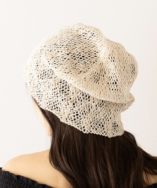 La Maison de Lyllis（メゾンドリリス）の「【La Maison de Lyllis】レースビーニー HOOD 2251005（ニットキャップ/ビーニー・レディース・ブラック/ホワイト・FREE）」の11枚目の写真