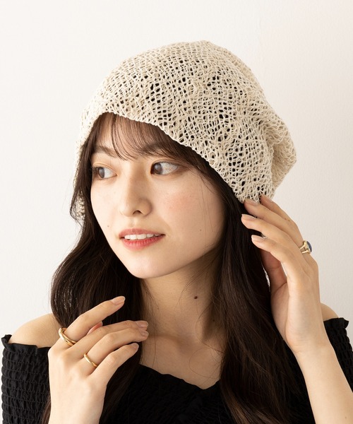 La Maison de Lyllis（メゾンドリリス）の「【La Maison de Lyllis】レースビーニー HOOD 2251005（ニットキャップ/ビーニー・レディース・ブラック/ホワイト・FREE）」の14枚目の写真