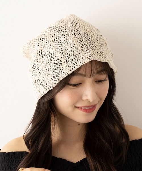 La Maison de Lyllis（メゾンドリリス）の「【La Maison de Lyllis】レースビーニー HOOD 2251005（ニットキャップ/ビーニー・レディース・ブラック/ホワイト・FREE）」の13枚目の写真