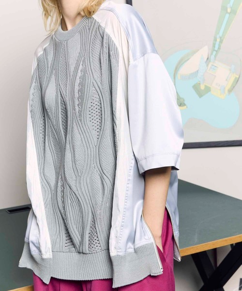 UNISEX》Different Material Docking Prime-Over Puckering