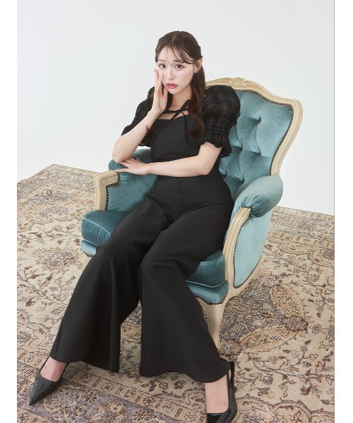 セール】チェックボレロキャミロンパース（つなぎ