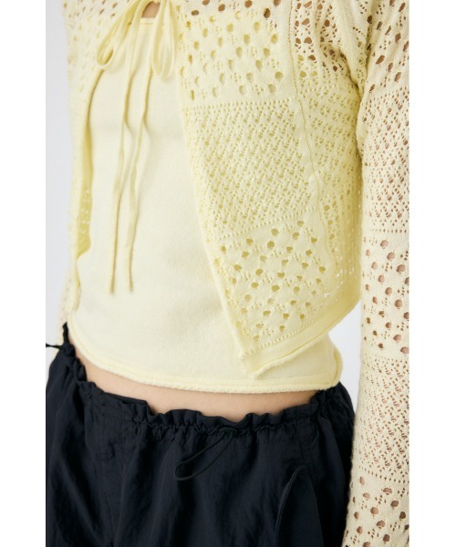 MOUSSY（マウジー）の「OPENWORK KNIT アンサンブル（カーディガン/ボレロ・レディース・ライトイエロー/ネイビー/ホワイト・FREE）」の14枚目の写真