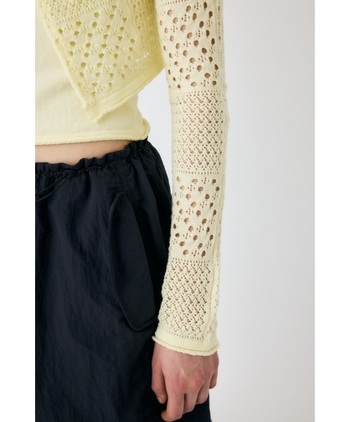 MOUSSY（マウジー）の「OPENWORK KNIT アンサンブル（カーディガン/ボレロ・レディース・ライトイエロー/ネイビー/ホワイト・FREE）」の15枚目の写真