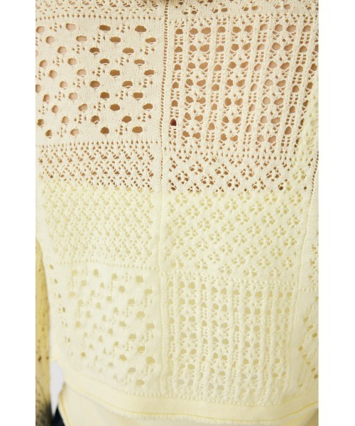 MOUSSY（マウジー）の「OPENWORK KNIT アンサンブル（カーディガン/ボレロ・レディース・ライトイエロー/ネイビー/ホワイト・FREE）」の16枚目の写真