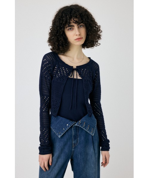 MOUSSY（マウジー）の「OPENWORK KNIT アンサンブル（カーディガン/ボレロ・レディース・ライトイエロー/ネイビー/ホワイト・FREE）」の21枚目の写真
