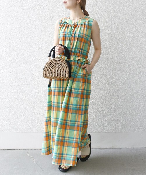 セール】SHIPS any:〈洗濯機可能〉マドラス チェック ノースリーブ