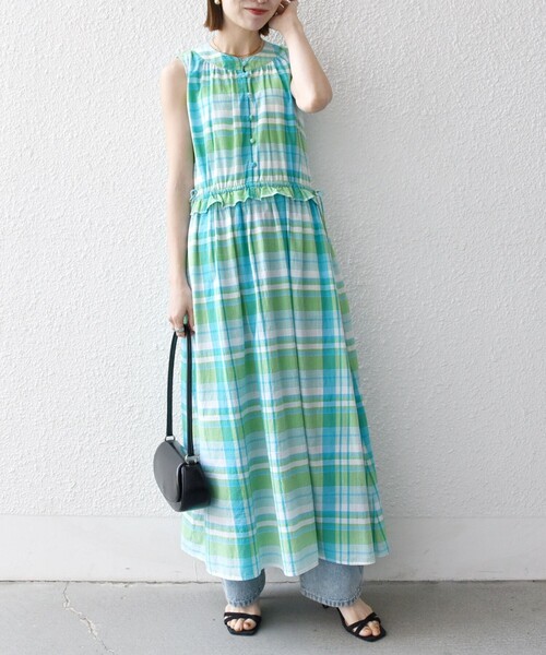 【新品未使用】MONNALISA♡ワンピース♡140cm〜150cm セール】SHIPS any:〈洗濯機可能〉マドラス チェック ノースリーブ
