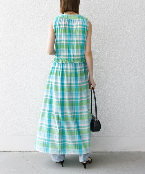 SHIPS any(シップス エニィ)の「SHIPS any:〈洗濯機可能〉マドラス チェック ノースリーブ ワンピース(ワンピース・レディース・ライトグリーン/オレンジ・ONE SIZE)」の14枚目の写真