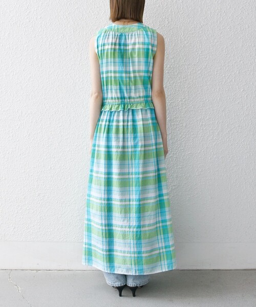 SHIPS any(シップス エニィ)の「SHIPS any:〈洗濯機可能〉マドラス チェック ノースリーブ ワンピース(ワンピース・レディース・ライトグリーン/オレンジ・ONE SIZE)」の17枚目の写真